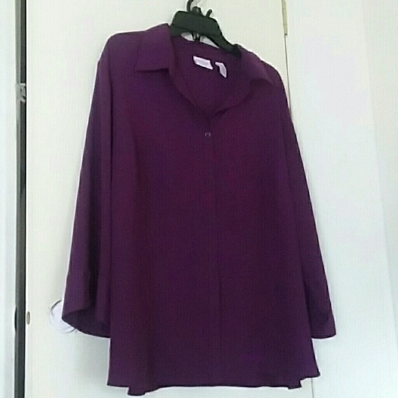 Covington Tops - Covington Purple Sheer Blouse size 26 plus